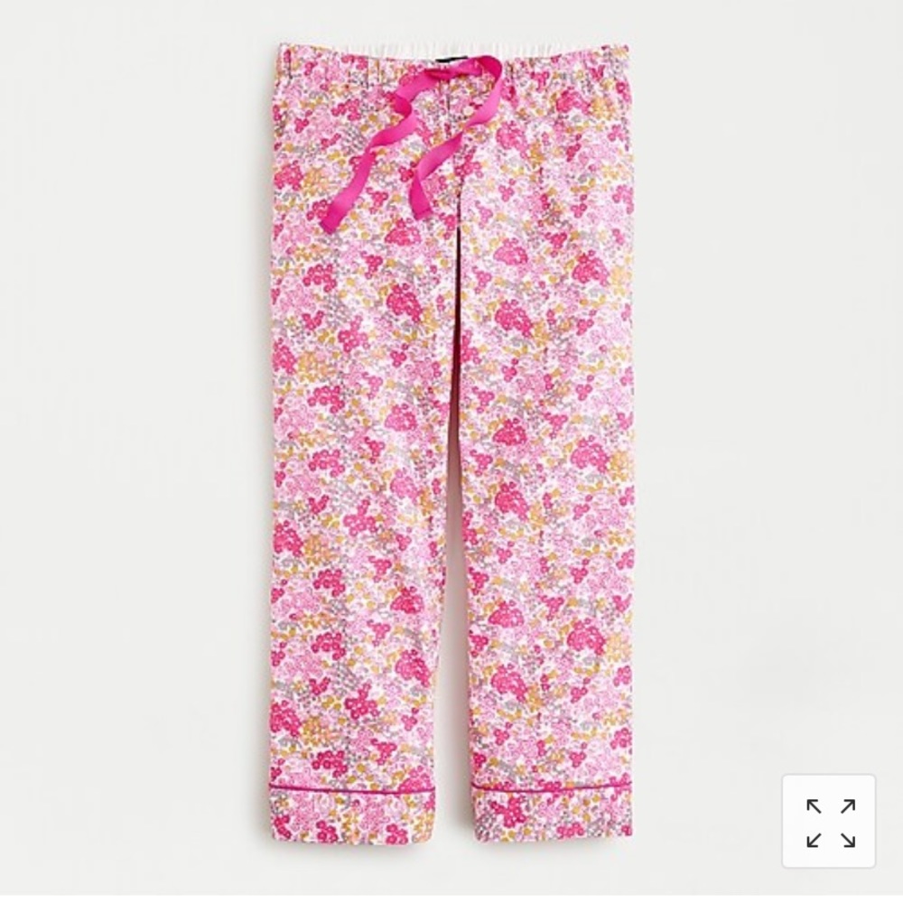 JCrew cropped pink floral PJ pants XS